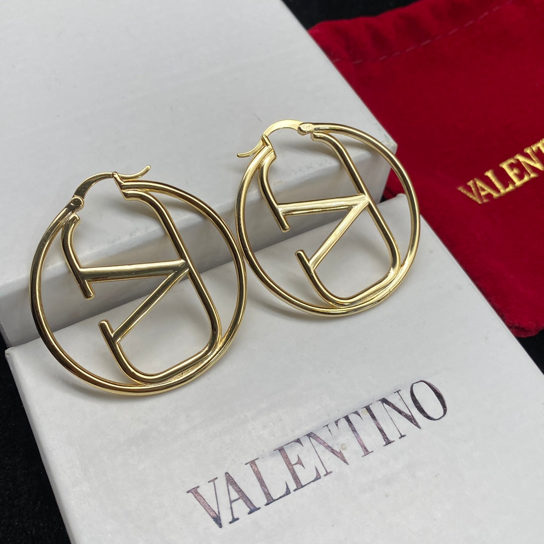 VALENTINO Classic Logo Large Round Earrings
