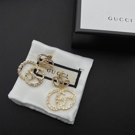 2025 Exquisite double pearl and rhinestone earrings