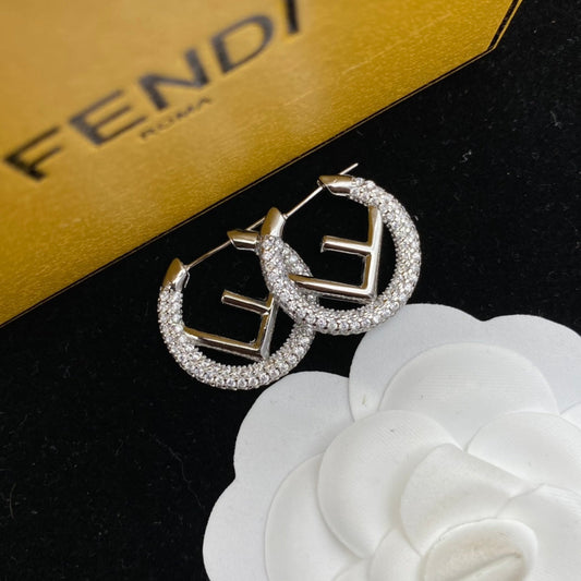 2025 Elegant rhinestone round letter earrings