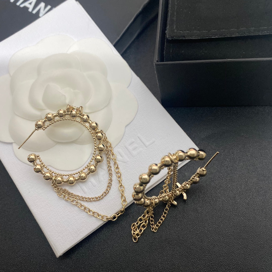 2025 Fashion double chain pendant earrings