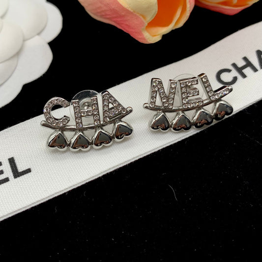 2025 Classic CHA letter heart pendant earrings