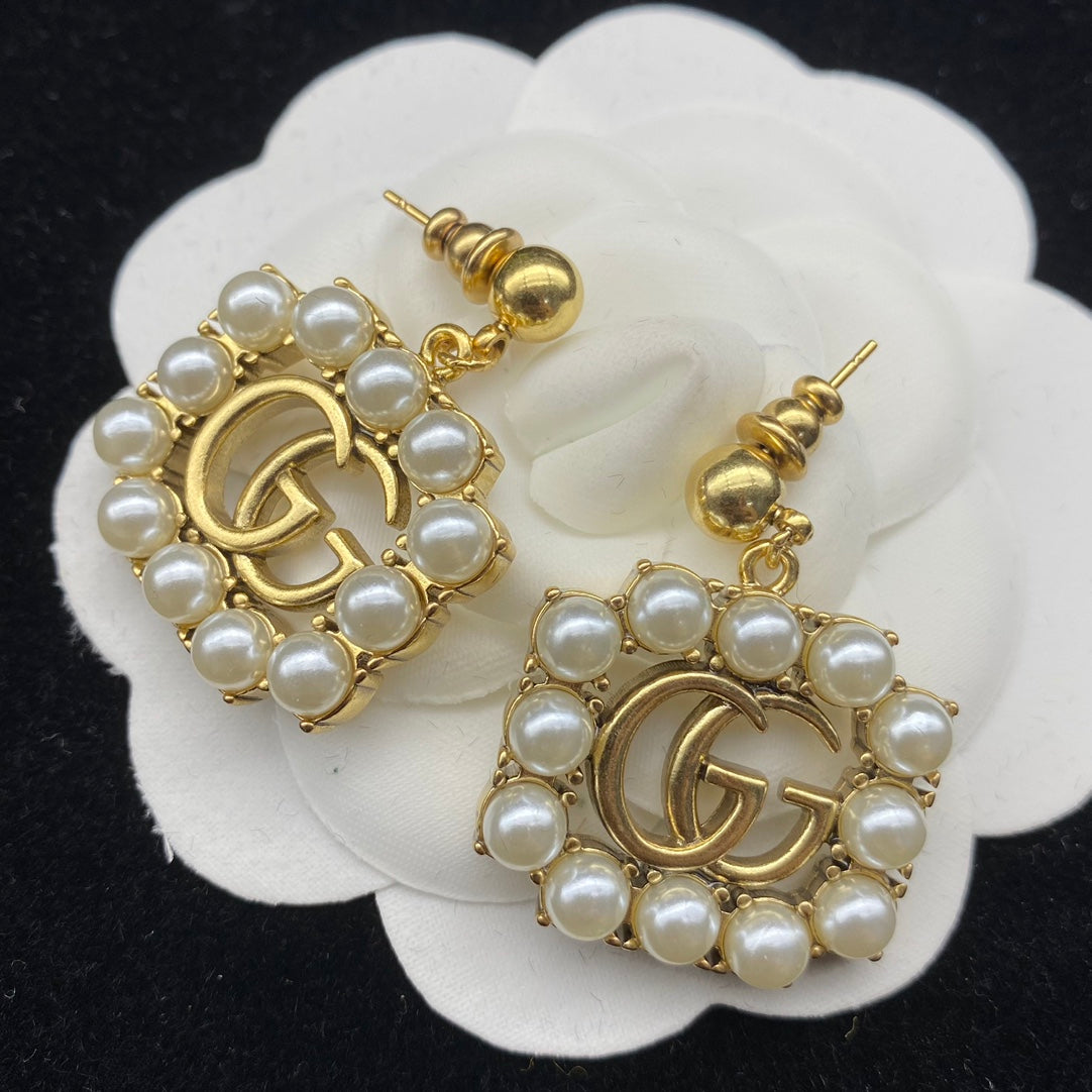 2025 Square Pearl Drop Earrings