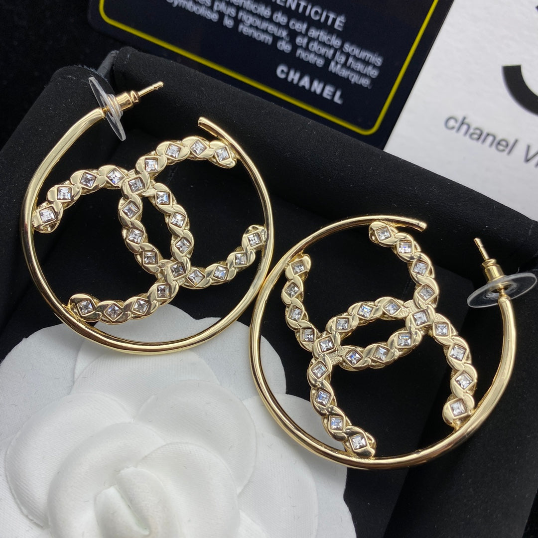 2025 Diamond Letter Hoop Earrings