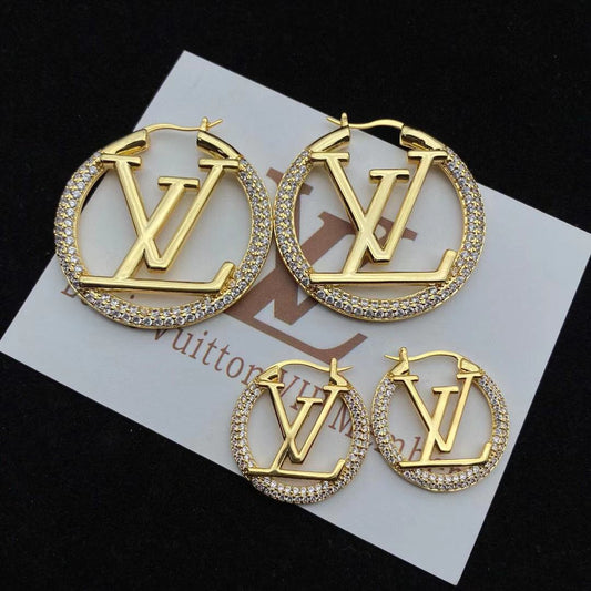 2025 Fashion Alphabet Rhinestone Round Earrings