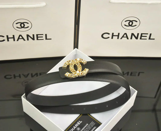 2025 6-color double C hollow-out LOGO pearl belt