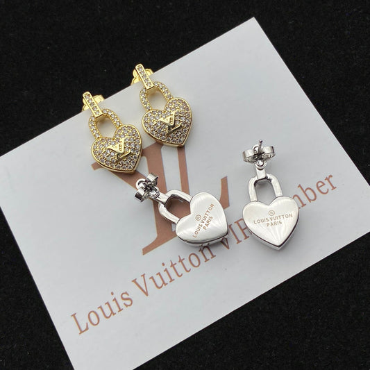 2025 Sparkling Heart Lock Diamond Earrings