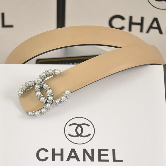 2025 6 color double C pearl rhinestone belt