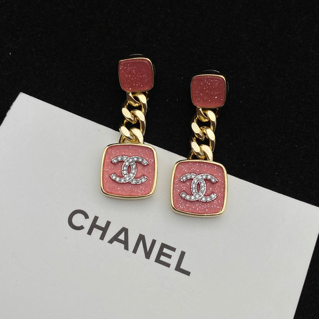 2025 Sparkling Pink Enamel Earrings