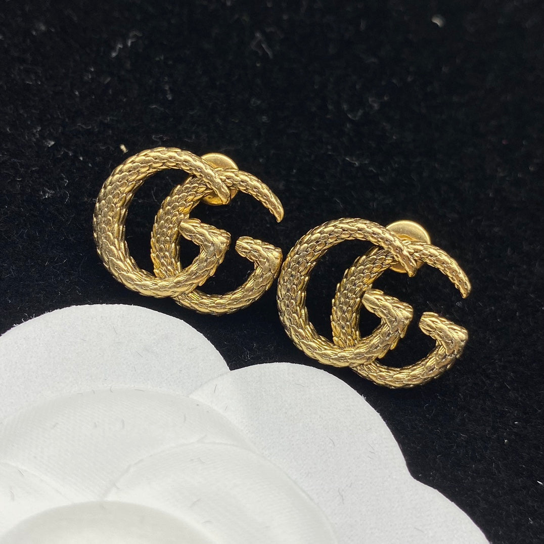 2025 3D Carved Wheat Ear Letter Stud Earrings