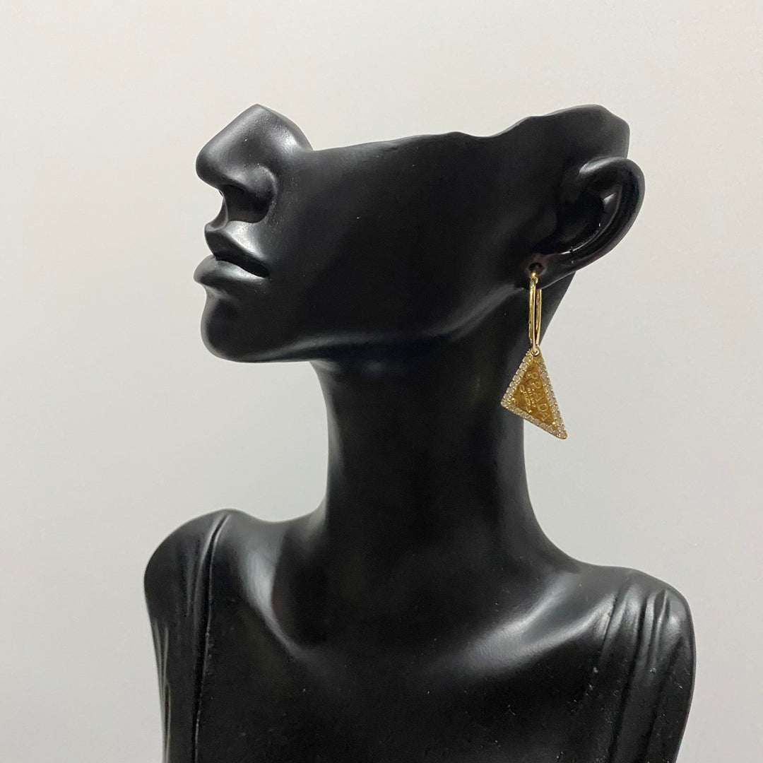 2025 Gold Triangle Diamond Earrings