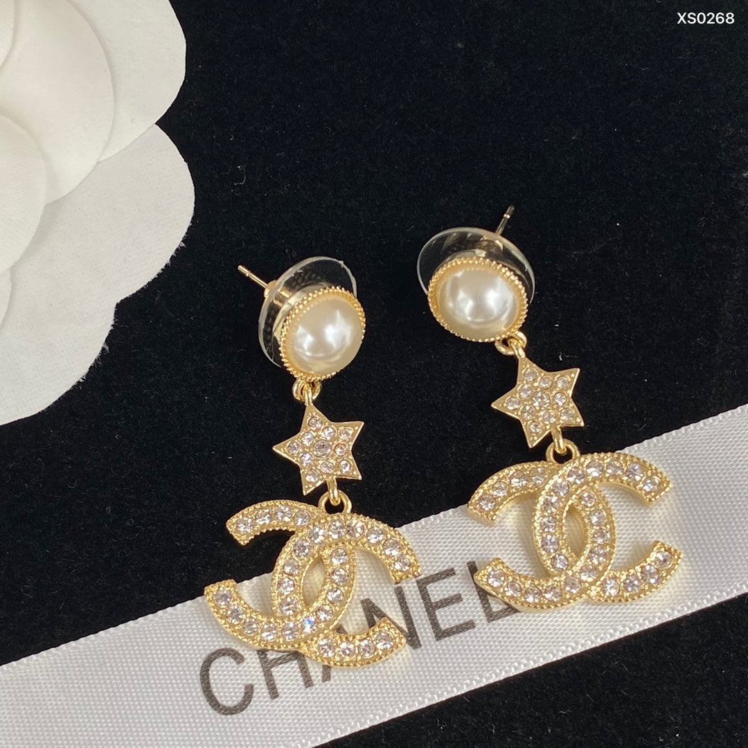 2025 Sparkling Zircon Star Letter Earrings
