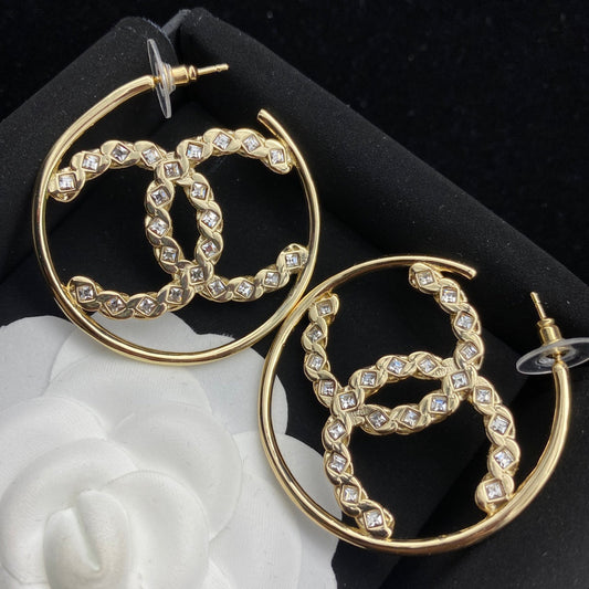 2025 Diamond Letter Hoop Earrings