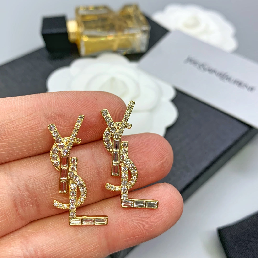 2025 Square Diamond Letter Earrings