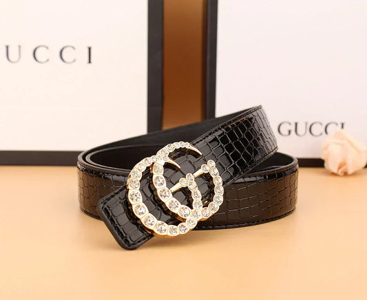 2025 2 Styles Double G Rhinestone Belt