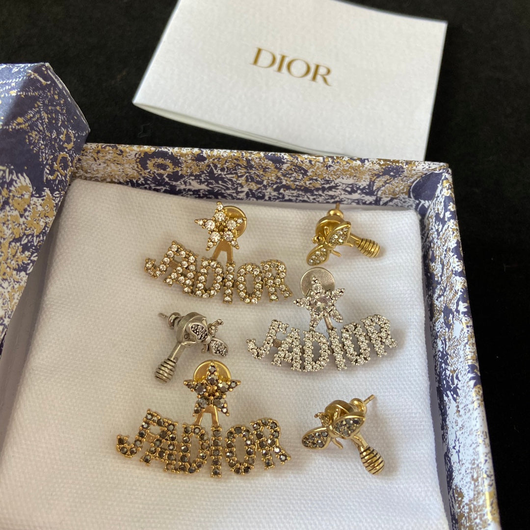 2025 Asymmetric Bee Diamond Stud Earrings