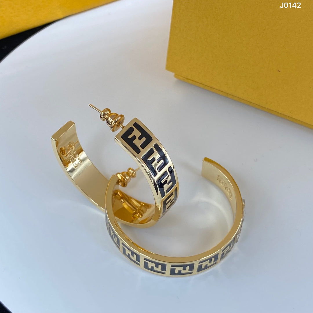 2025 Double Letter Half Hoop Earrings