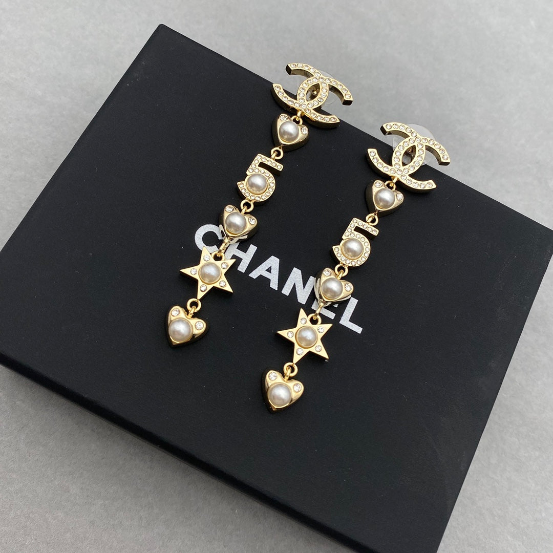 2025 Heart Star Element Pearl Earrings