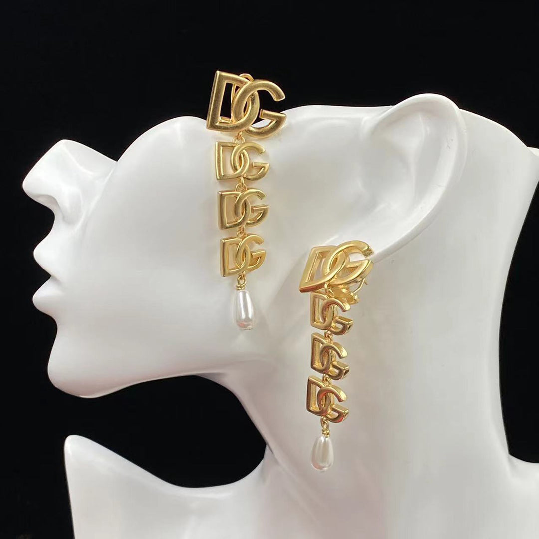 2025 Splicing Letters Pearl Drop Earrings