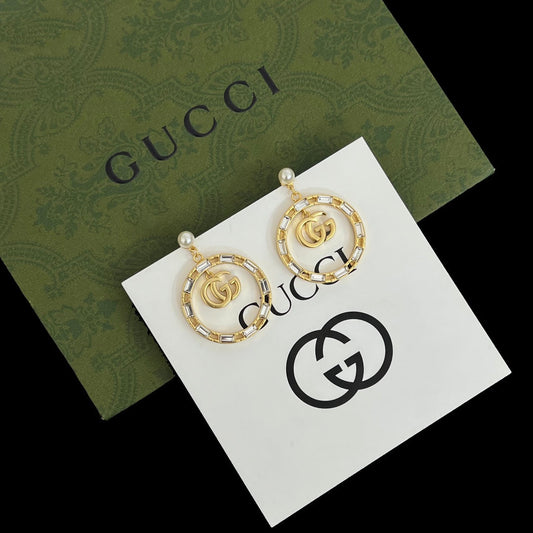 2025 Crystal Diamond Pearl Hoop Earrings