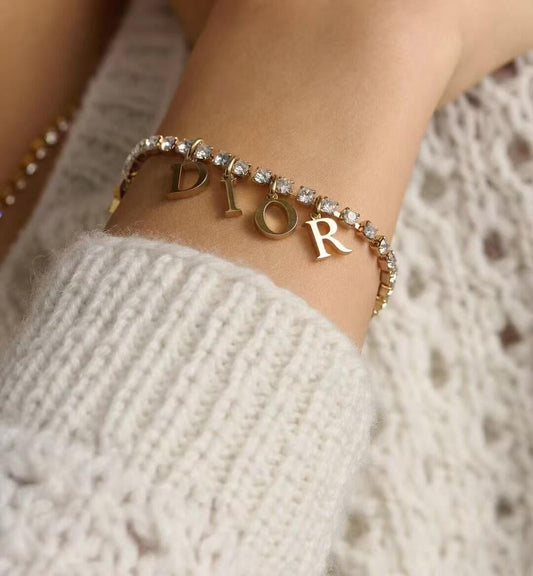 2025 Letters Star Charms Crystals Bracelet & Necklace