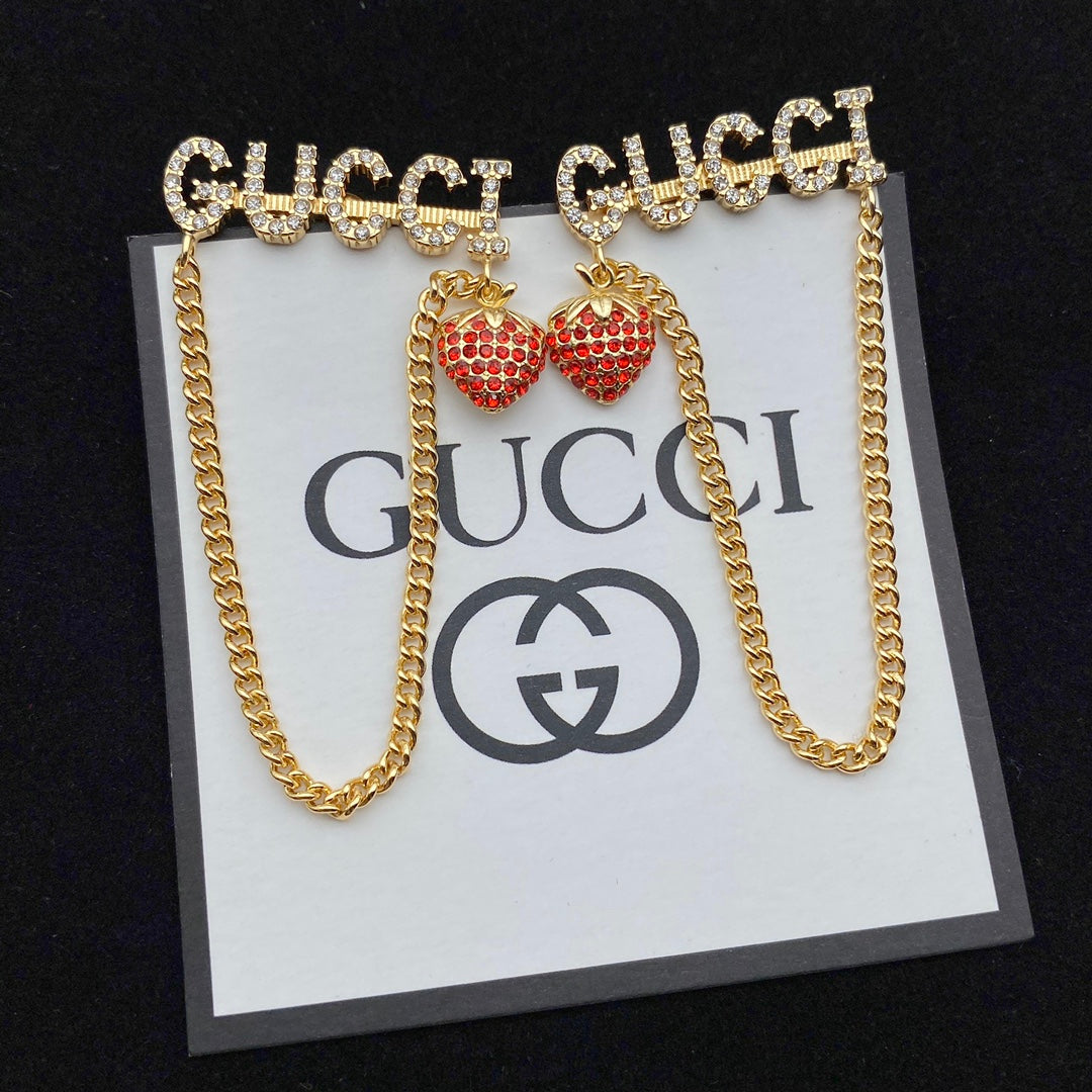 2025 Strawberry Tassel Chain Dangle Earrings