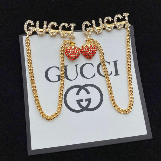 2025 Strawberry Tassel Chain Dangle Earrings