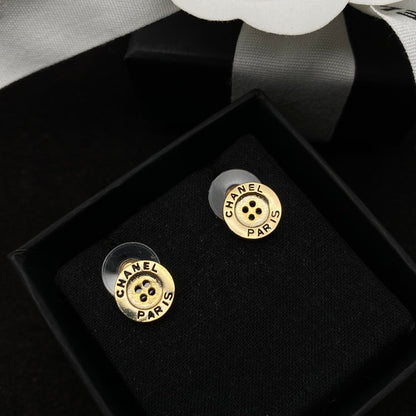 2025 Creative Logo Engraved Button Stud Earrings