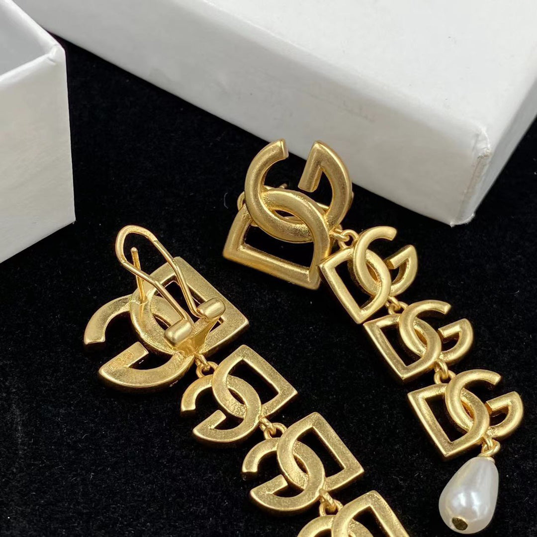 2025 Splicing Letters Pearl Drop Earrings