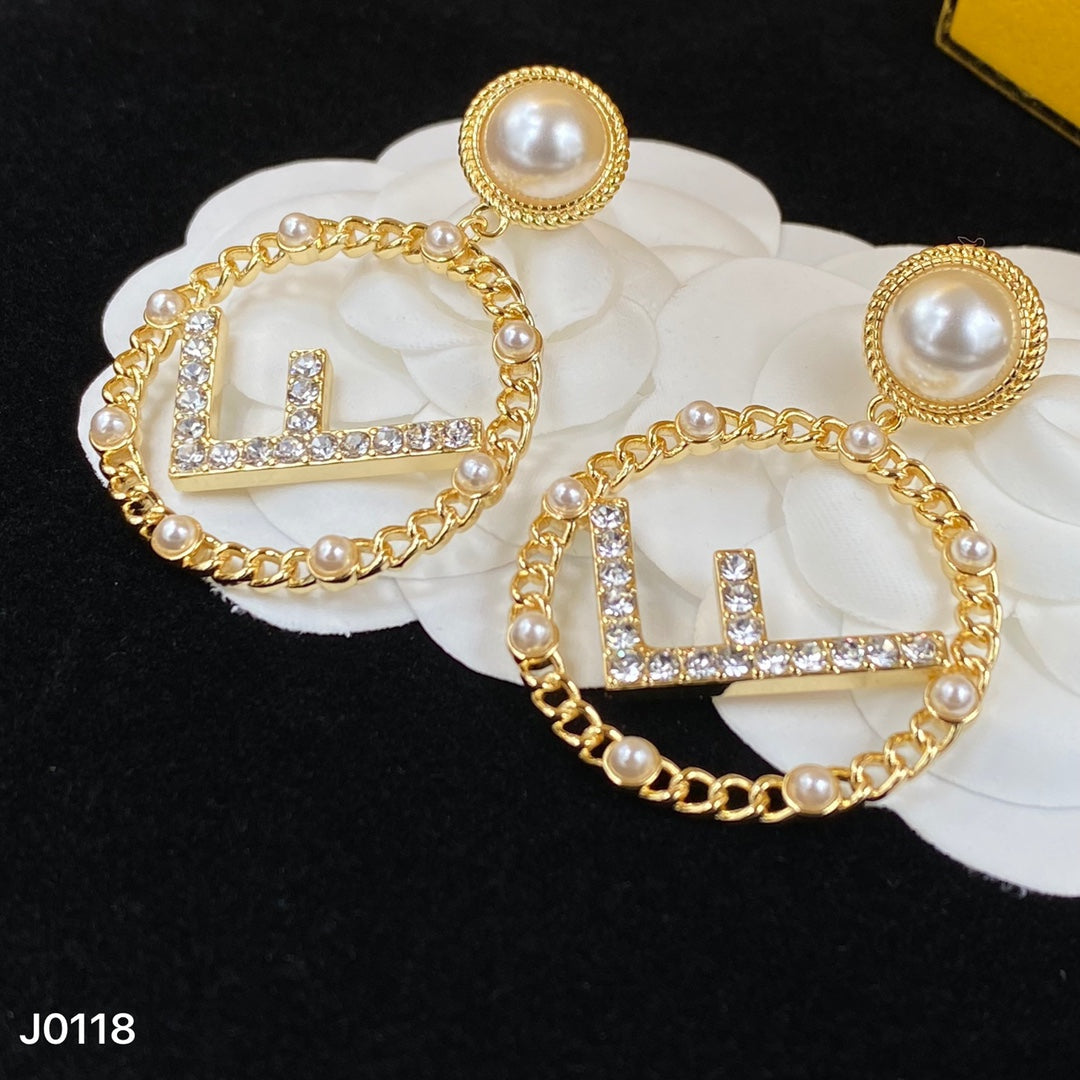 2025 Letter Pearl Earrings