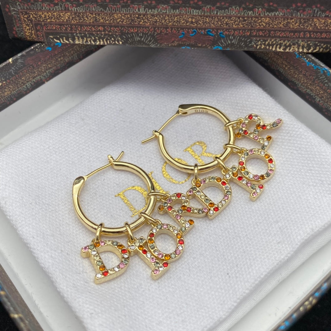 2025 Colored Alphabet Diamond Earrings