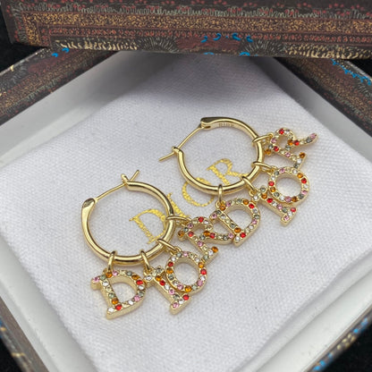 2025 Colored Alphabet Diamond Earrings