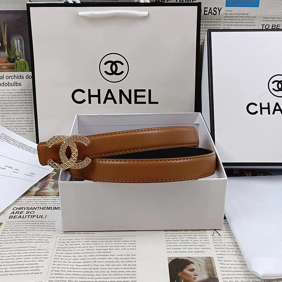 2025 5 Colors  Double C Rhinestone Belt