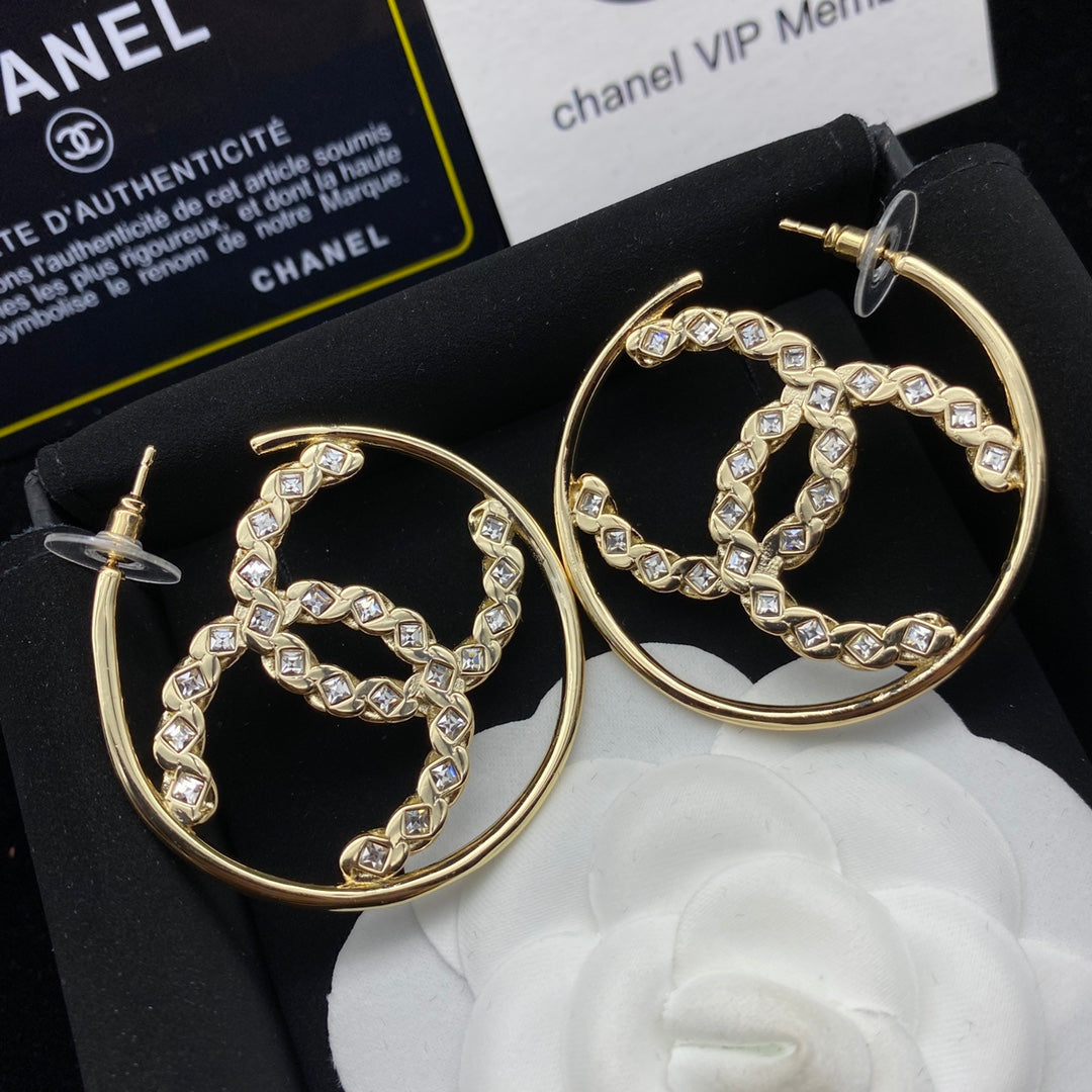 2025 Diamond Letter Hoop Earrings