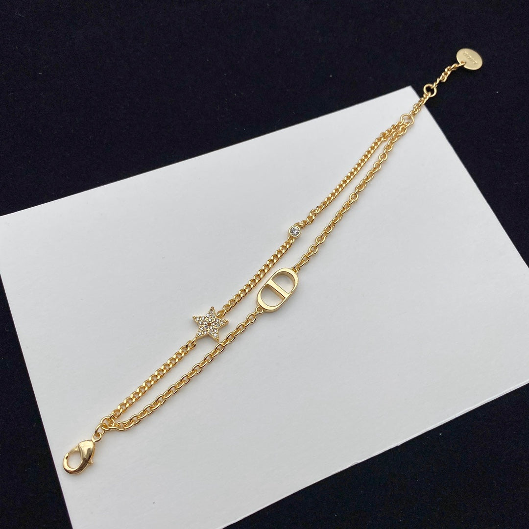 2025 Diamond Star Double Bracelet Necklace Set