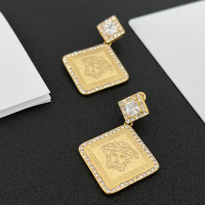 2025 Crystal Diamond Rhombus Drop Earrings