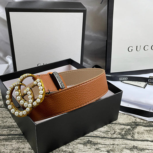 2025 4 Colors  Double G Pearl Litchi Pattern Double Sided Belt