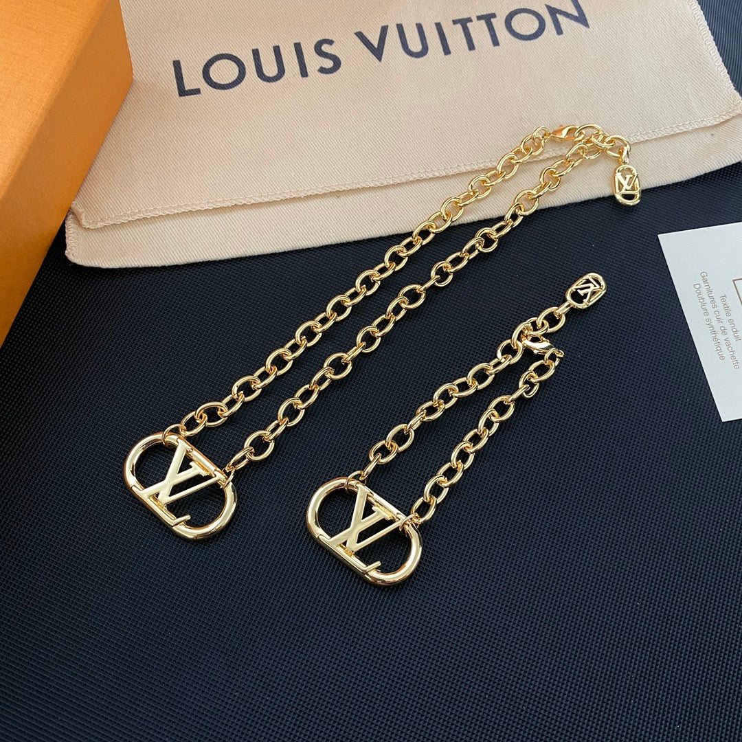 2025 Classic Letter Pendant Bracelet Necklace Set