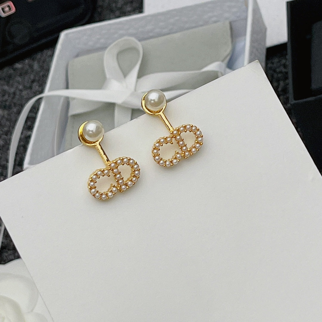 2025 Simple Pearl Letter Stud Earrings