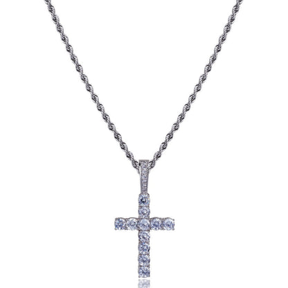 2025 Micro Paved Zircon Hip Hop Anka Key Cross Hip Hop Pendant Necklace