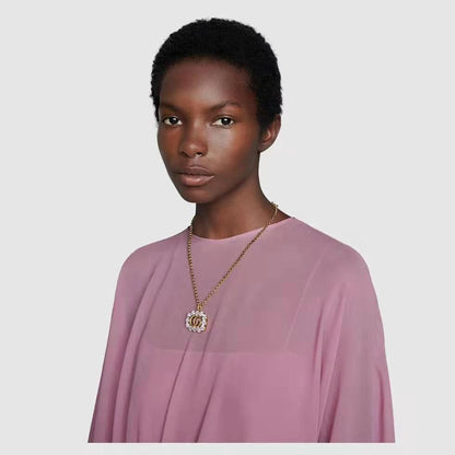 2025 Retro Distressed Crystal Necklace with Diamonds Necklace