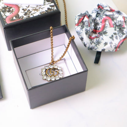 2025 Retro Distressed Crystal Necklace with Diamonds Necklace