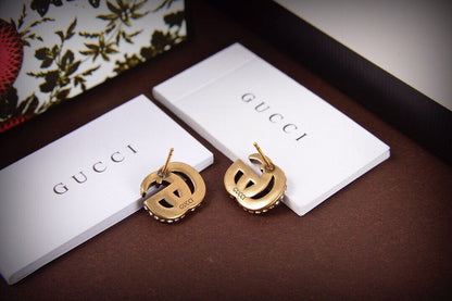 2025 Luxury Rhinestone Double G Stud Earrings