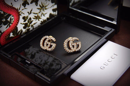2025 Luxury Rhinestone Double G Stud Earrings