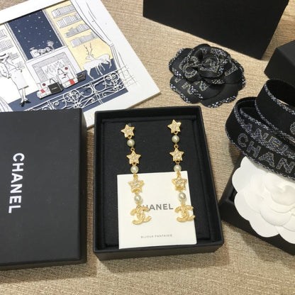 2025 Luxury Pearl Rhinestone Star Pendant Earrings