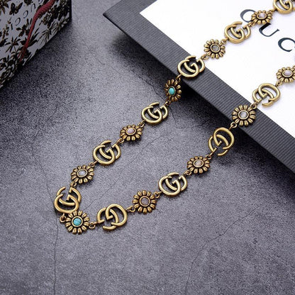 2025 Vintage Sunflower Double G Necklace