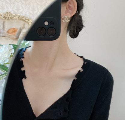 2025 Fashion rhombus inlaid rhinestone earrings