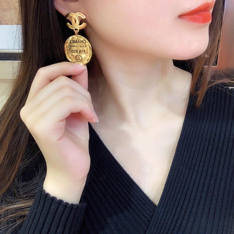 2025 Vintage brass engraving pendant earrings