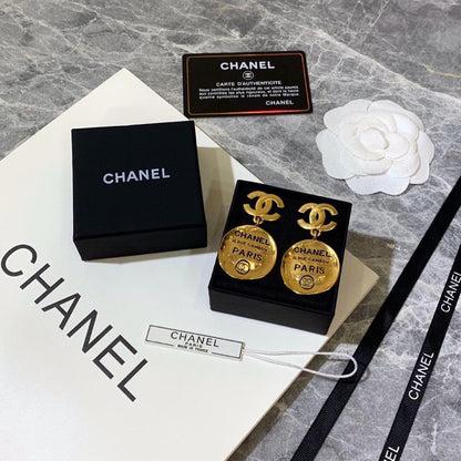 2025 Vintage brass engraving pendant earrings