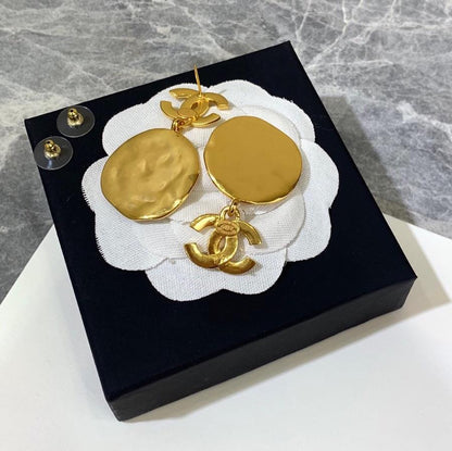 2025 Vintage brass engraving pendant earrings