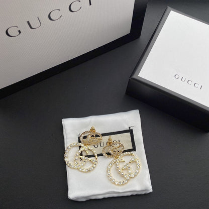 2025 Exquisite double pearl and rhinestone earrings